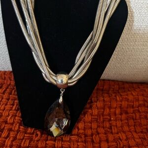 Elegant Silver Necklace with a large Crystal teardrop